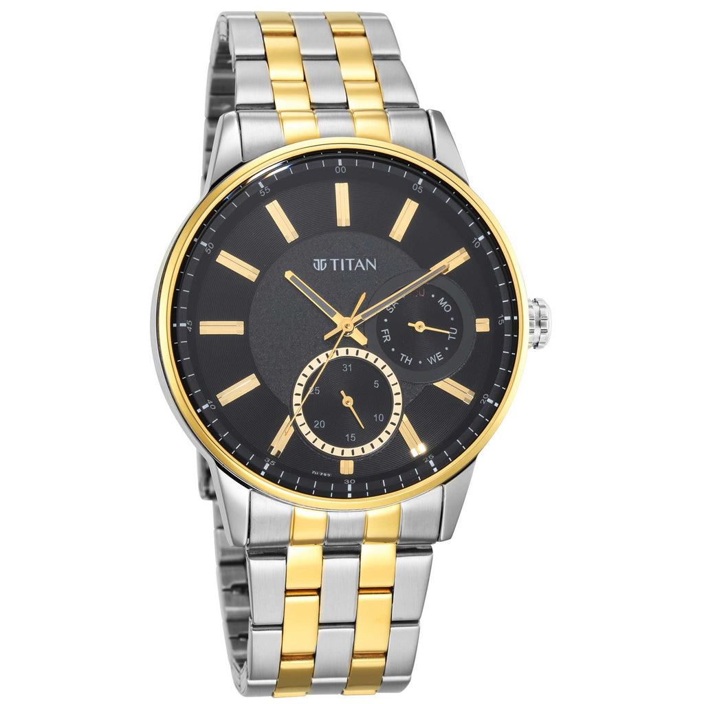 Titan Regalia Opulent Black Dial Analogue Stainless Steel Strap Watch for Men