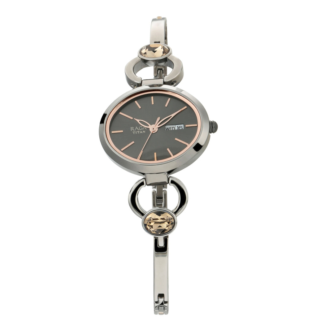 Sydney Ragas Titan Raga Viva Grey Dial Analogue with Day and Date Metal Strap Watch ...