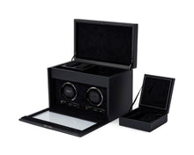 Load image into Gallery viewer, Wolf British Racing Double Watch Winder with Storage Black