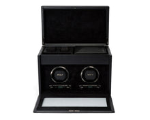 Load image into Gallery viewer, Wolf British Racing Double Watch Winder with Storage Black