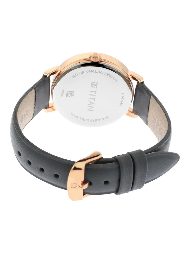 Titan Women's Regal: Roman Numeral Grey Dial & Leather Strap Watch