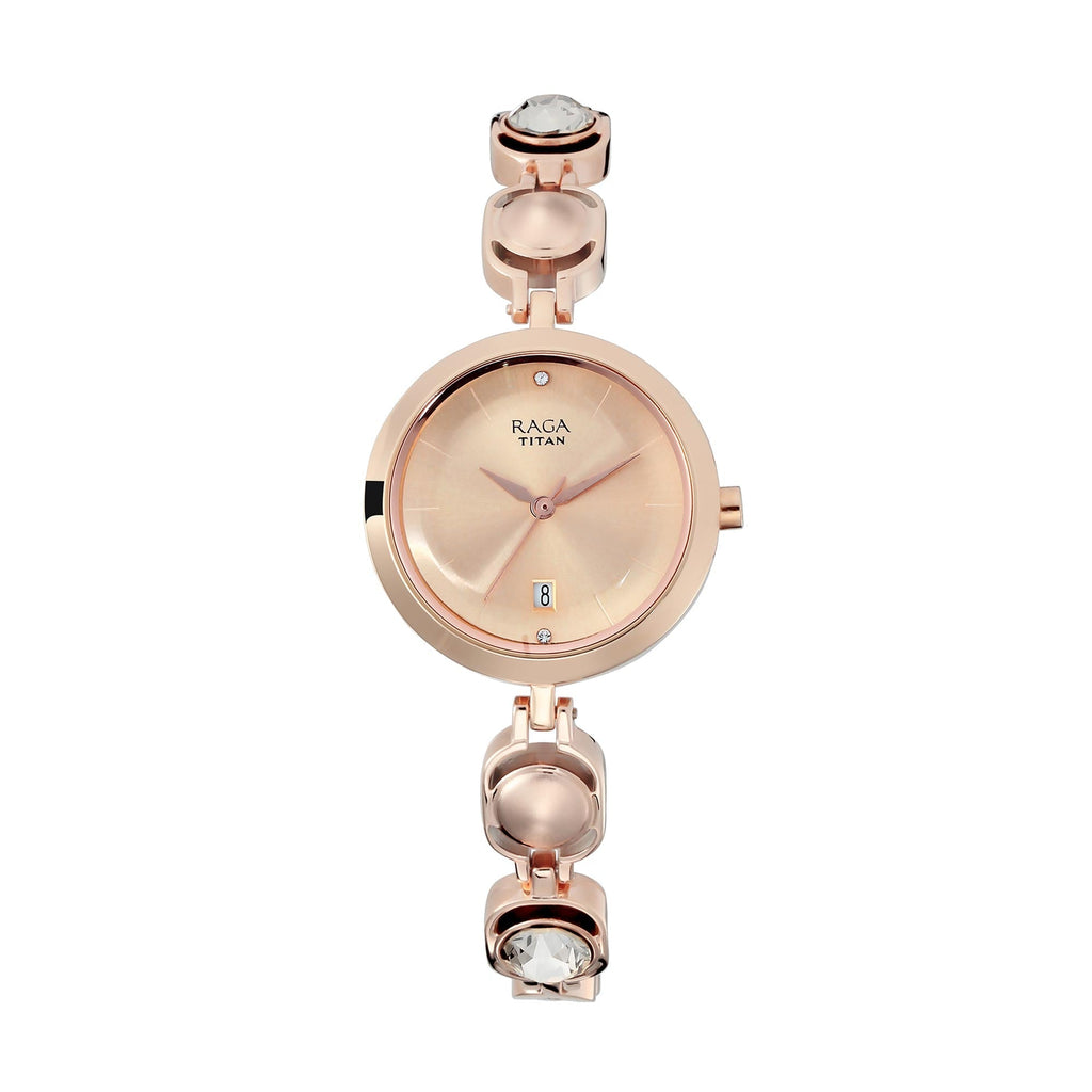 Titan Raga Viva Rose Gold Dial Analogue with Date Metal Strap watch for Women