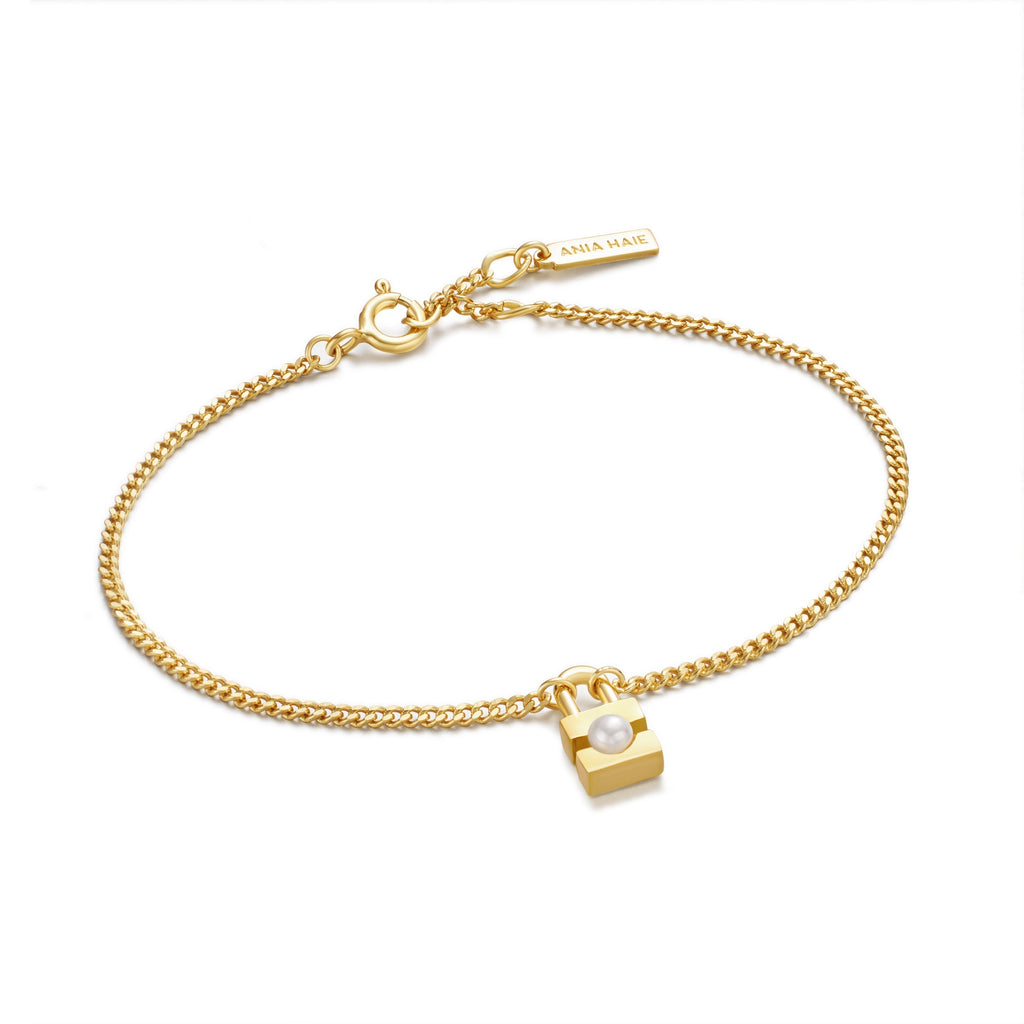 Ania Haie Gold Pearl Padlock Bracelet