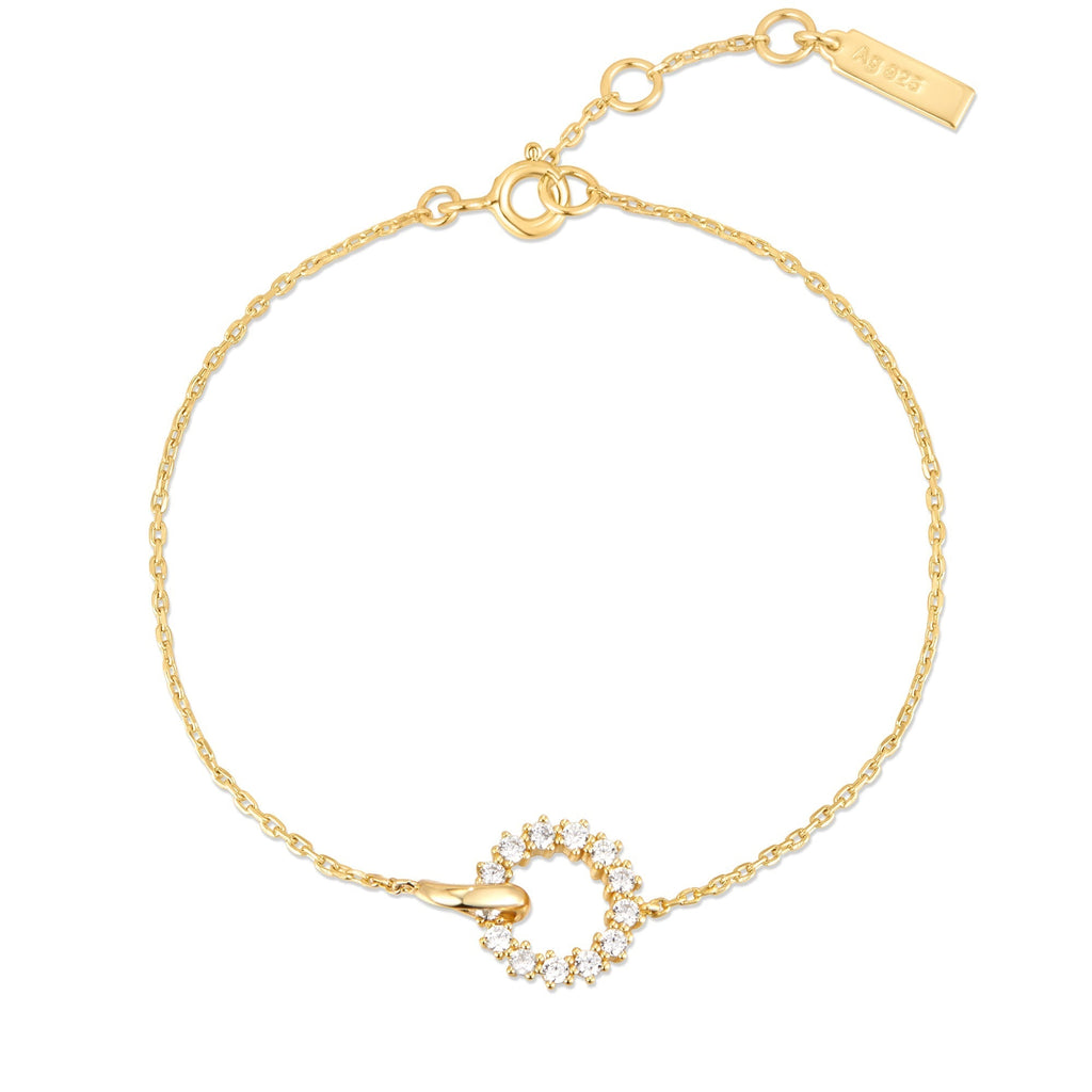 Ania Haie Gold Interlinked Circles Pave Bracelet