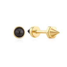 Load image into Gallery viewer, Ania Haie Gold Black Agate Point Barbell Earrings