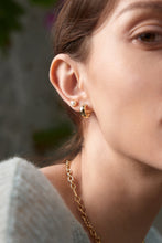 Load image into Gallery viewer, Ania Haie Gold Sparkle Wide Huggie Hoop Earrings