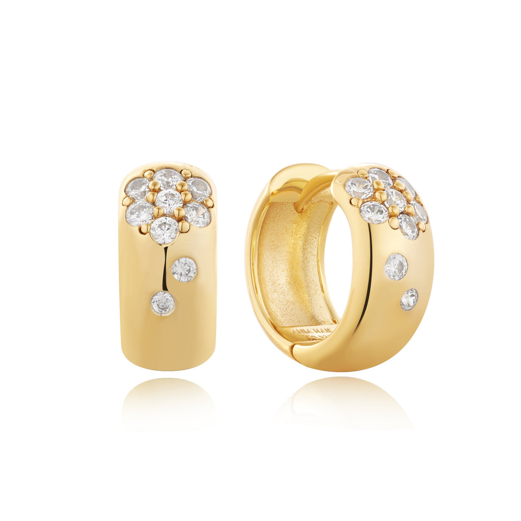 Ania Haie Gold Sparkle Wide Huggie Hoop Earrings