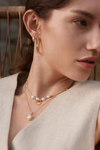 Load image into Gallery viewer, Ania Haie Gold Pearl Geometric Huggie Hoop Earrings