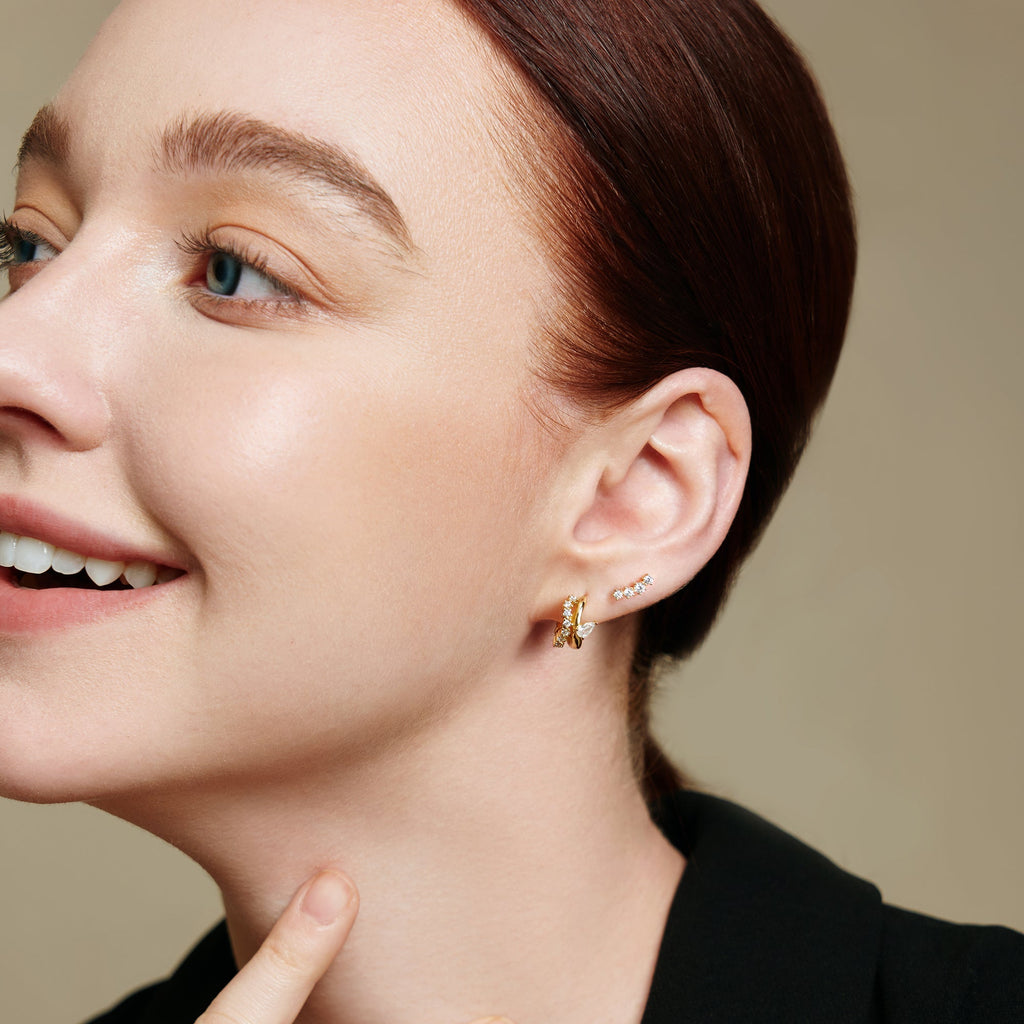 Ania Haie Gold Sparkle Double Hoop Studs