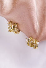 Load image into Gallery viewer, Ania Haie Gold Sparkle Double Hoop Studs