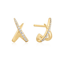 Load image into Gallery viewer, Ania Haie Gold Kiss Polished Pave Studs