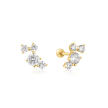 Load image into Gallery viewer, Ania Haie Gold Pave Climber Barbell Earrings