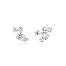 Load image into Gallery viewer, Ania Haie Silver Pave Climber Barbell Earrings