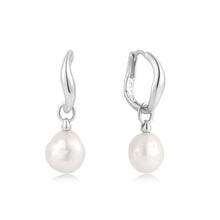 Load image into Gallery viewer, Ania Haie Silver Freshwater Pearl Drop Hoops