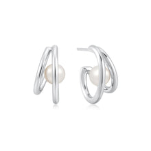 Load image into Gallery viewer, Ania Haie Silver Duo Freshwater Pearl Stud Hoops