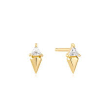 Load image into Gallery viewer, Ania Haie Gold Triangle Cubic Zirconia Geometric Stud Ear Jackets