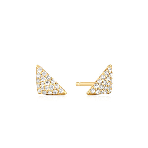 Gold Triangular Pave Studs
