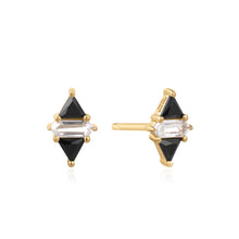 Load image into Gallery viewer, Ania Haie Gold Triangle Black &amp; White Cubic Zirconia Studs