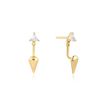 Load image into Gallery viewer, Ania Haie Gold Triangle Cubic Zirconia Geometric Stud Ear Jackets