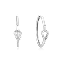 Load image into Gallery viewer, Ania Haie Silver Cubic Zirconia Geometric Hoops