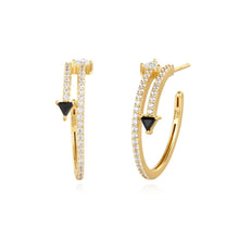 Load image into Gallery viewer, Ania Haie Gold Pave Double Arrow Stud Hoops