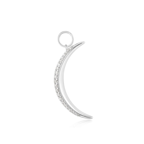 Silver Moon Pave Earring Charm