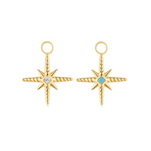 Load image into Gallery viewer, Ania Haie Gold Turquoise and Cubic Ziconia Star Earring Charm