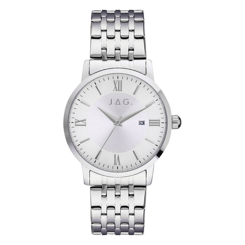 Jag Banks Silver Stainless Steel 42mm Watch