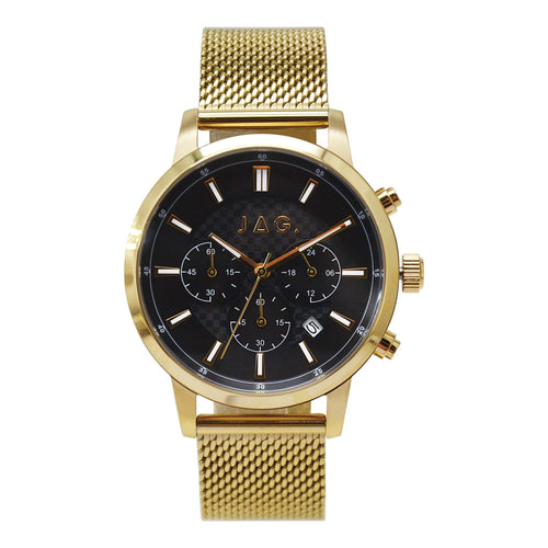 Jag Byron Gold Chronograph Black Dial Stainless Steel 42mm Watch