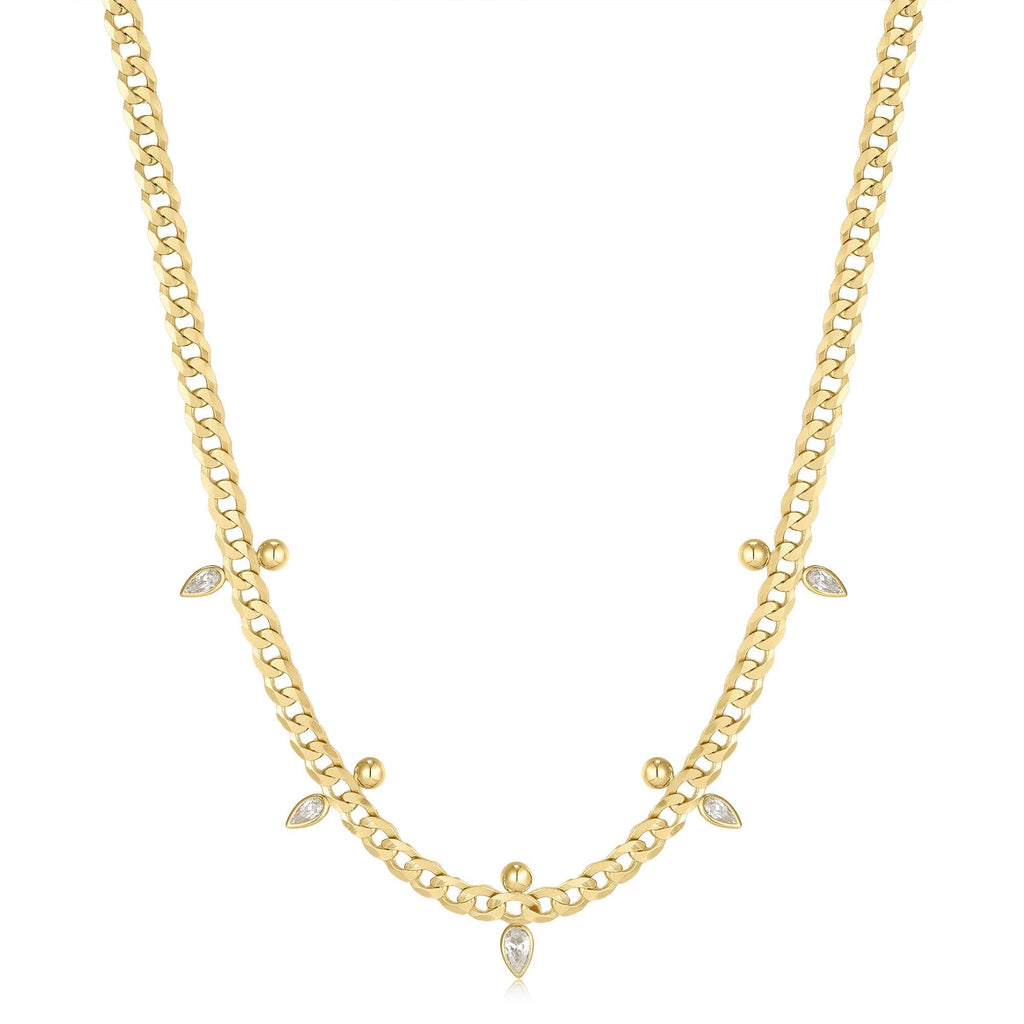 Ania Haie Gold Curb Chain Sparkle Point Necklace