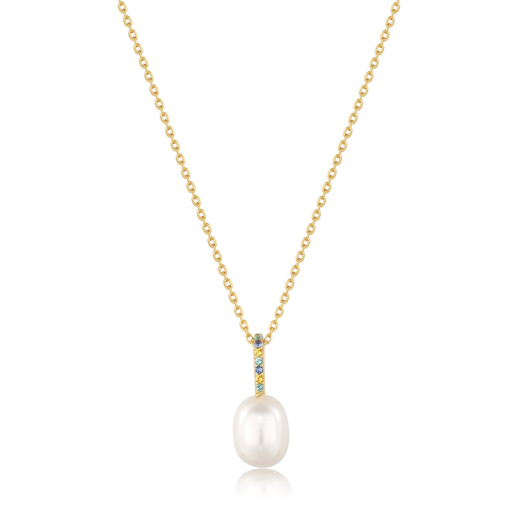 Ania Haie Gold Gem Pearl Drop Pendant Necklace