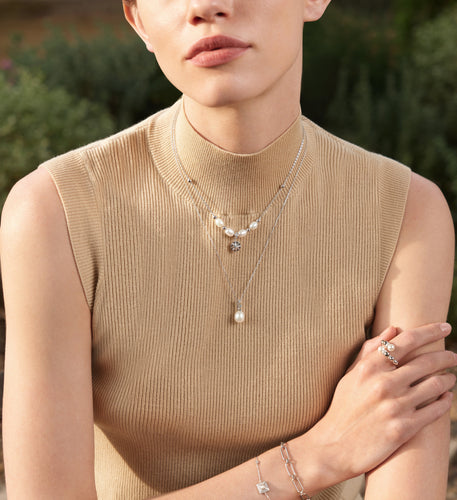 Silver Pearl Star Pendant Necklace