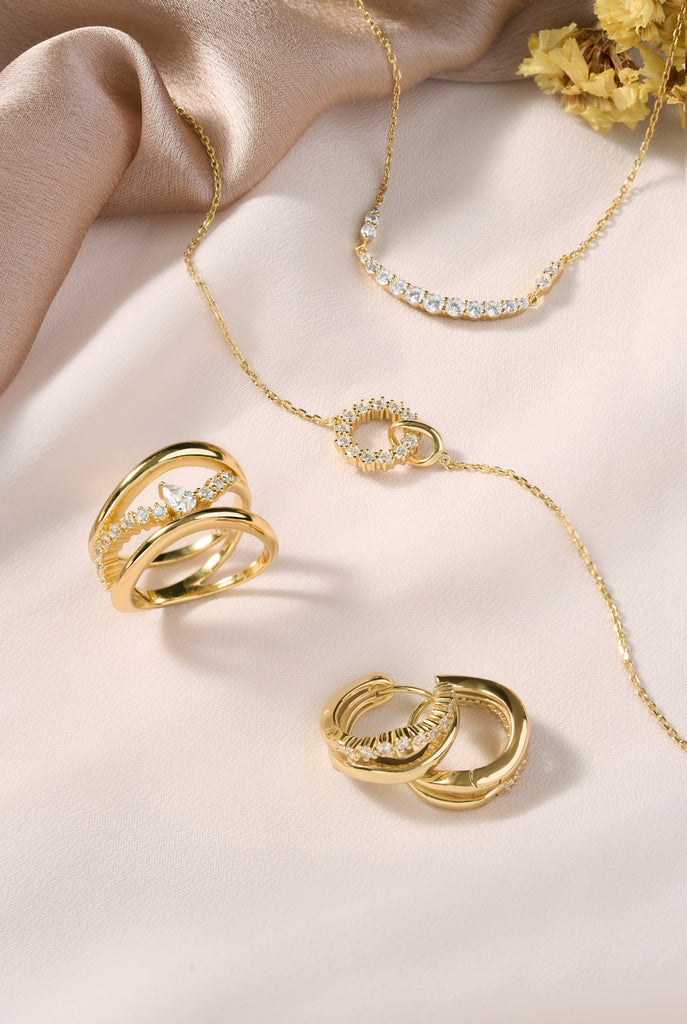 Ania Haie Gold Interlinked Circles Pave Necklace