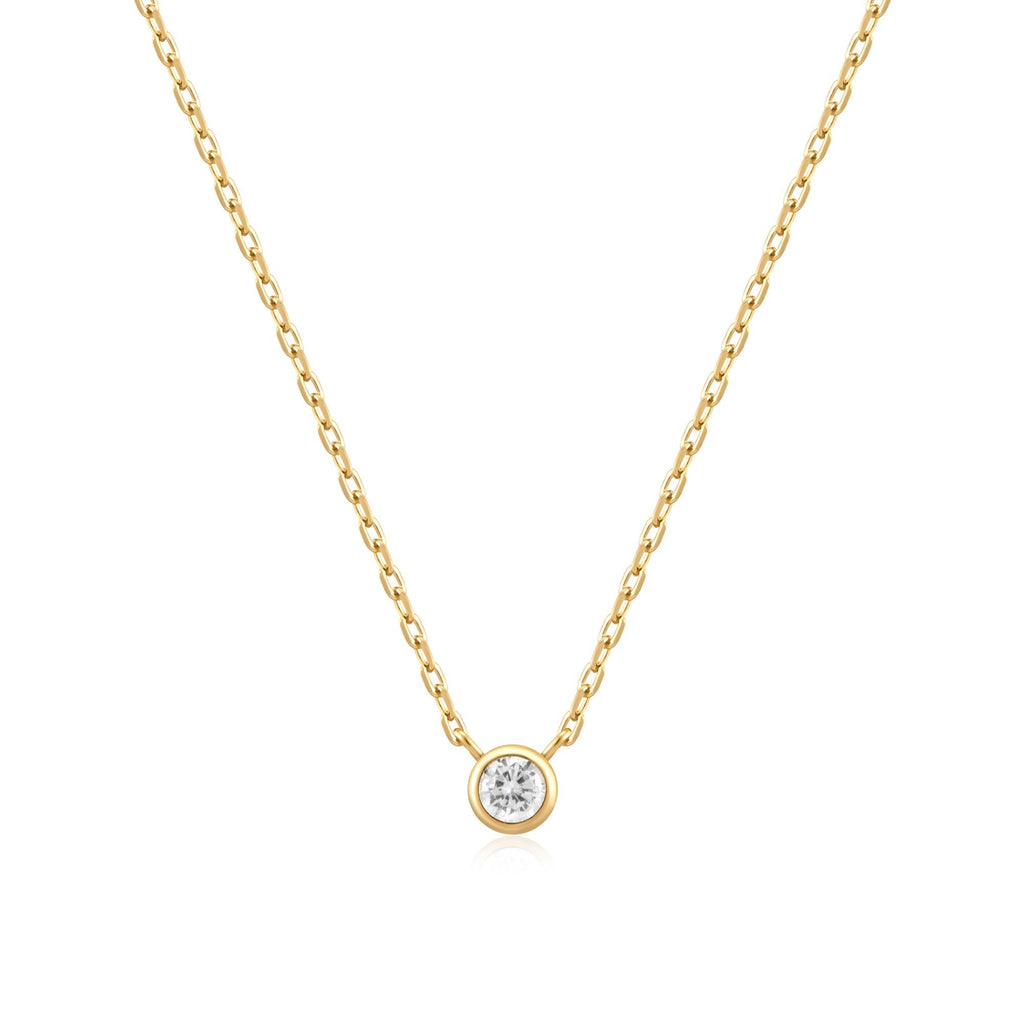 Ania Haie Gold Round Solitaire Cubic Zirconia Necklace