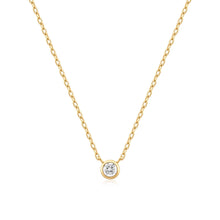 Load image into Gallery viewer, Ania Haie Gold Round Solitaire Cubic Zirconia Necklace