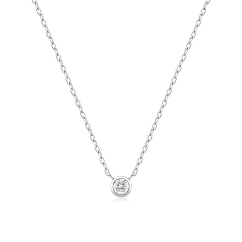 Silver Round Solitaire Cubic Zirconia Necklace