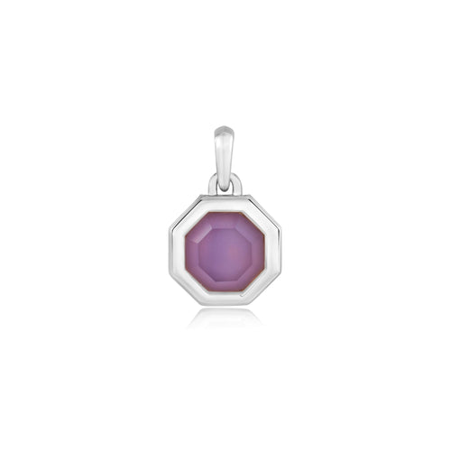 Silver Octagon Lilac Quartz Charm Pendant