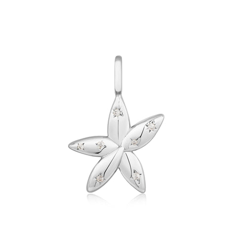 Silver Sparkle Flower Charm Pendant
