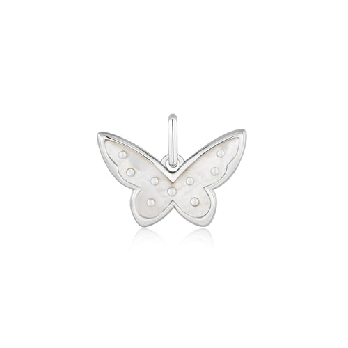 Silver Mother Of Pearl Butterfly Charm Pendant