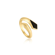 Load image into Gallery viewer, Ania Haie Gold Black Agate Adjustable Wrap Ring