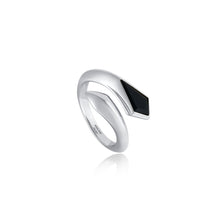 Load image into Gallery viewer, Ania Haie Silver Black Agate Adjustable Wrap Ring