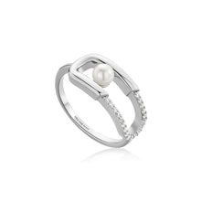 Load image into Gallery viewer, Ania Haie Silver Pearl Sparkle Interlock Ring