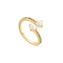 Load image into Gallery viewer, Ania Haie Gold Gem Pearl Adjustable Wrap Ring