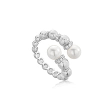 Load image into Gallery viewer, Ania Haie Silver Pearl Sparkle Adjustable Wrap Ring