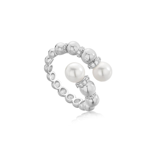 Silver Pearl Sparkle Adjustable Wrap Ring