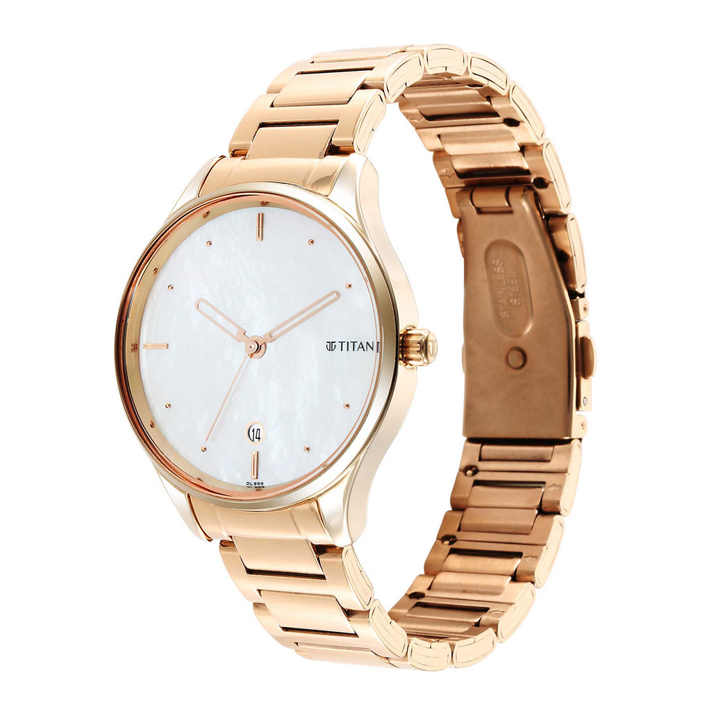 Titan Pastel Dreams White Mother Of Pearl Dial Analogue Metal Strap watch for Women