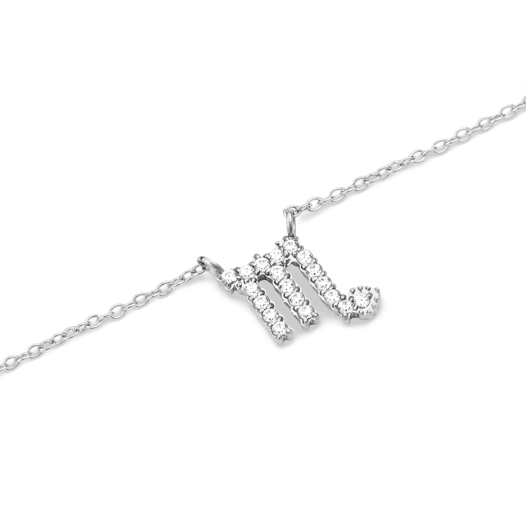 Zodiac Crystal Necklace Silver