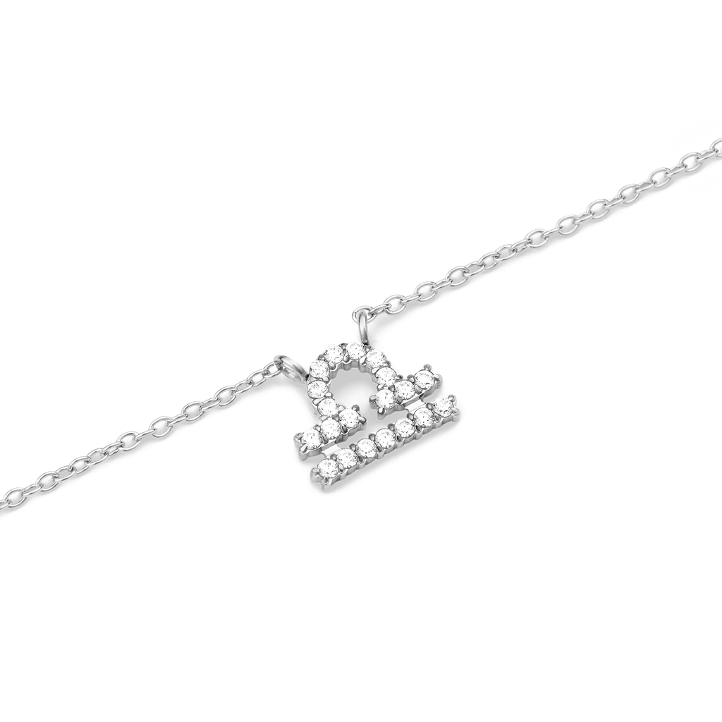 Zodiac Crystal Necklace Silver