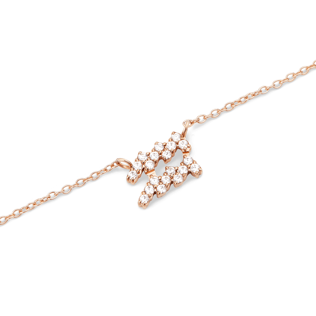 Zodiac Crystal Necklace Rose Gold