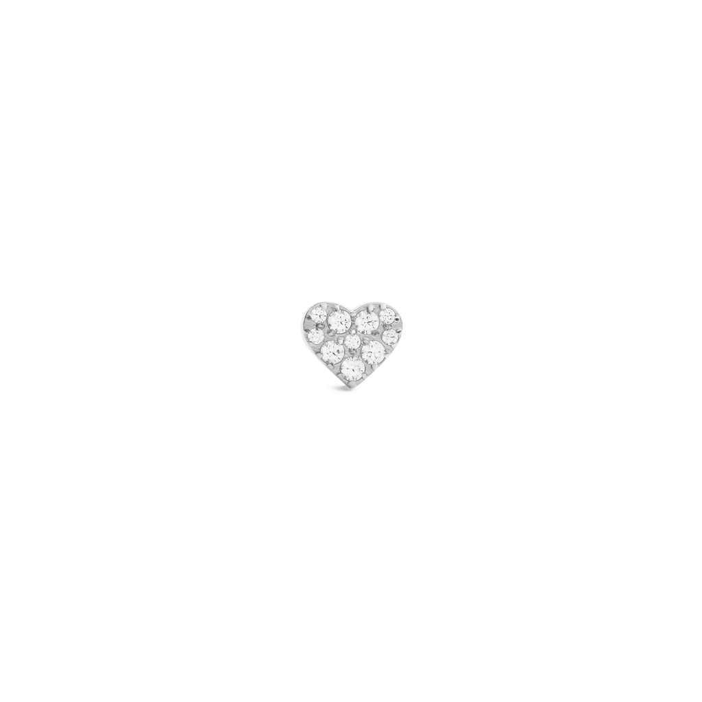 Crystal Heart Stud Silver